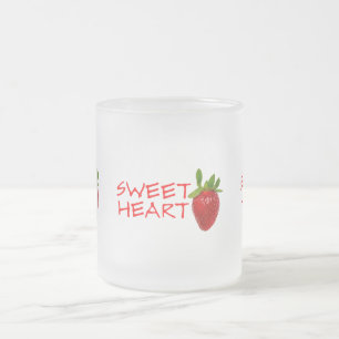 Strawberry Sweetheart Frosted Glass Coffee Mug