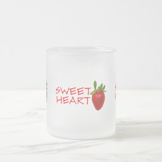 Strawberry Sweetheart Frosted Glass Coffee Mug (Center)