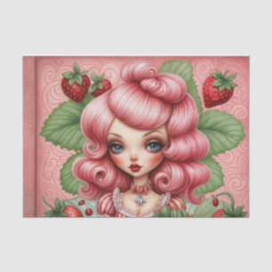 Strawberry Sweetheart  Pink-Haired Cutie Decoupage Tissue Paper