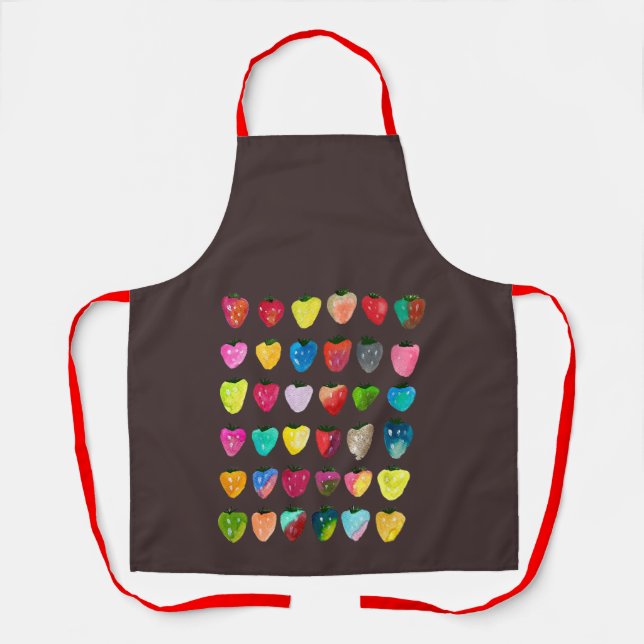 Strawberry sweetness cute fruit watercolor apron (Front)