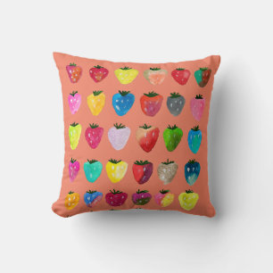 Strawberry sweetness cute fruit watercolor cushion