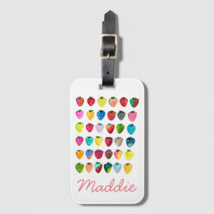 Strawberry sweetness cute fruit watercolor luggage tag