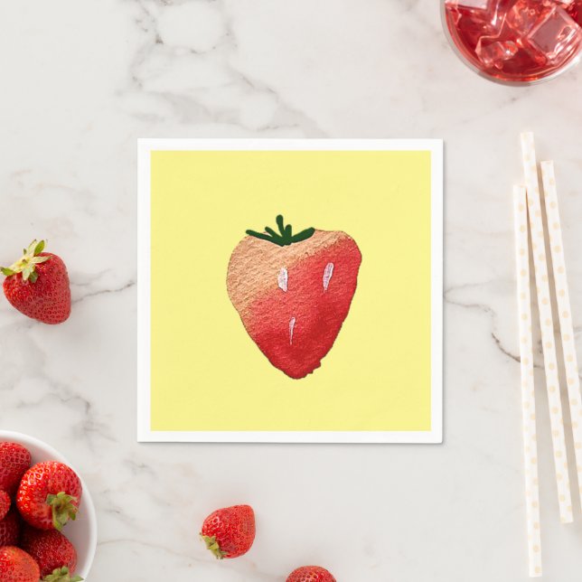 Strawberry sweetness cute fruit watercolor napkin (Insitu)
