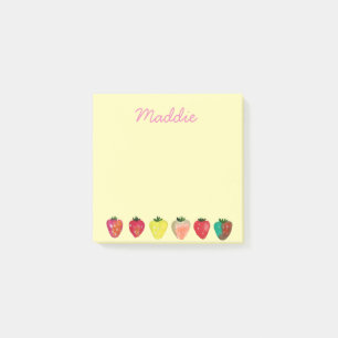 Strawberry sweetness cute fruit watercolor post-it notes