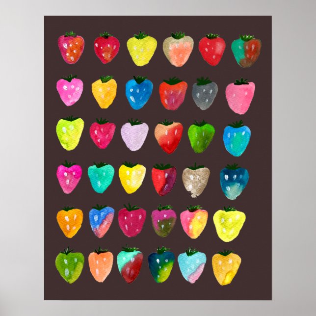 Strawberry sweetness cute whimsical watercolor poster (Front)