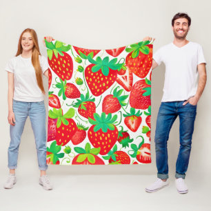 Strawberry Swirl Pattern Fleece Blanket