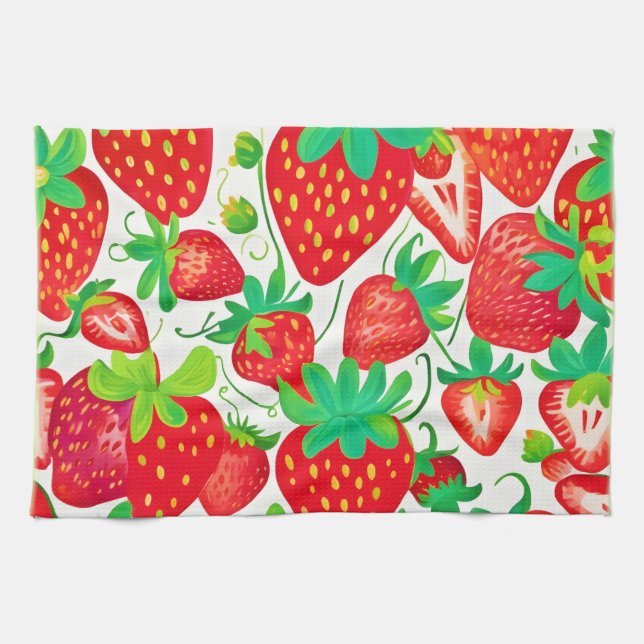 Strawberry Swirl Pattern Tea Towel (Horizontal)