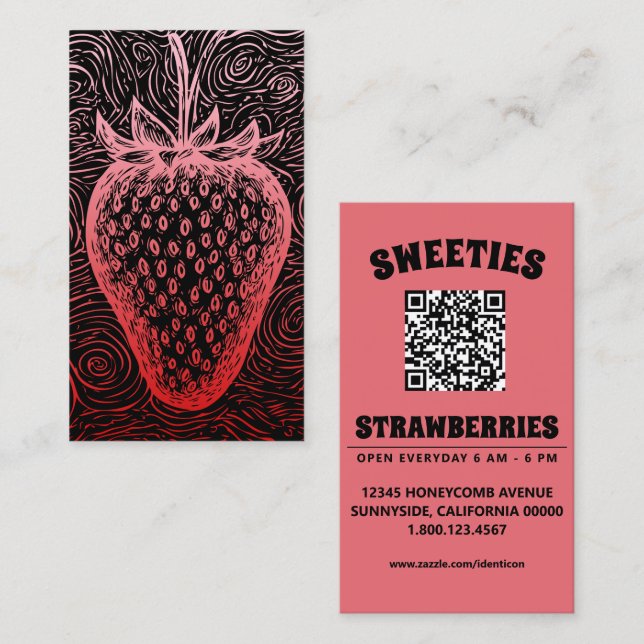 strawberry swirl with QR code Business Card (Front/Back)