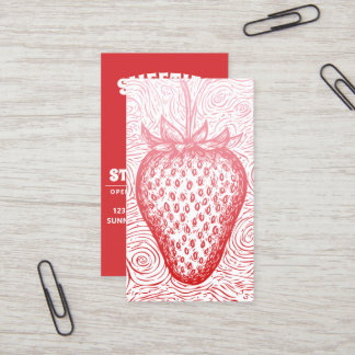 strawberry swirl with QR code Business Card