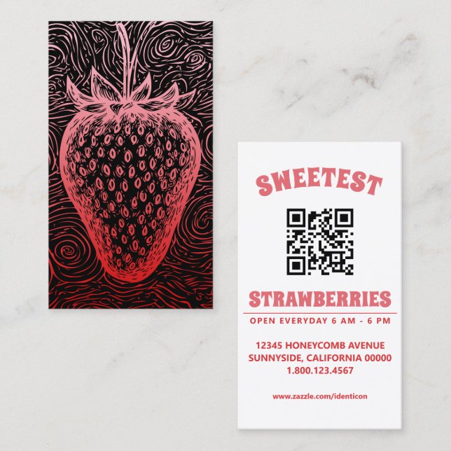 strawberry swirl with qr code business card (Front/Back)