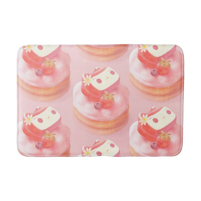 Strawberry Tart Illustration Bath Mat (Front)
