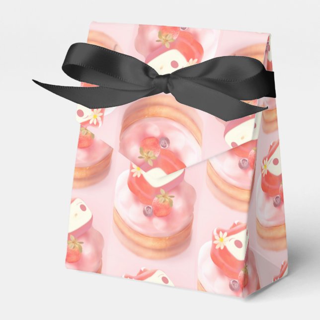 Strawberry Tart Illustration Favour Box (Front Side)