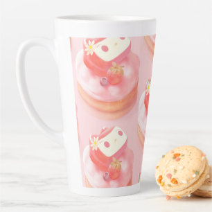 Strawberry Tart Illustration Latte Mug