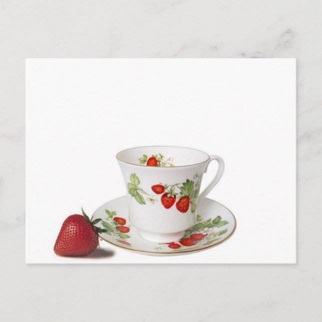 StrawBerry Tea Cup And Saucer Postcard (Front)