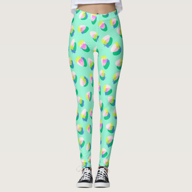 Strawberry Teal Leggings (Front)