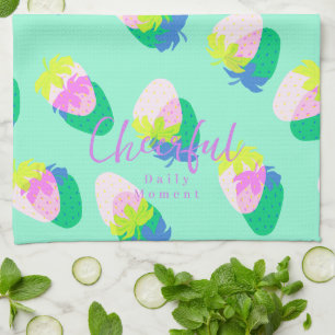 Strawberry Teal Tea Towel