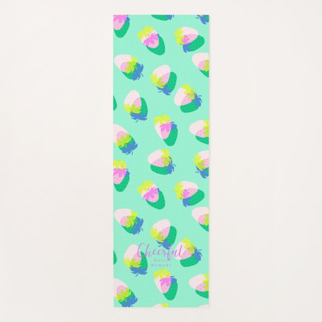 Strawberry Teal Yoga Mat (Front)