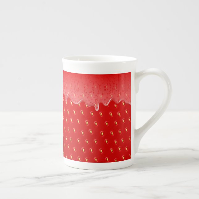 Strawberry Textured Background Liquid Fruit Jam    Bone China Mug (Right)