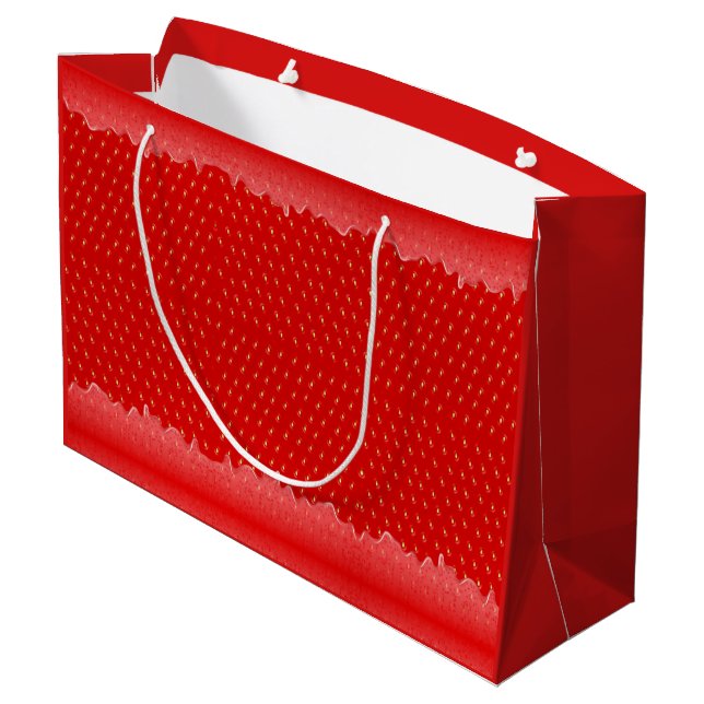 Strawberry Textured Background Liquid Fruit Jam  Large Gift Bag (Back Angled)