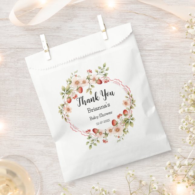 Strawberry Thank You-Baby Shower Favour Bags (Clipped)