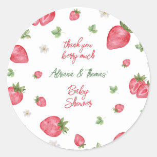 Strawberry Thank You Berry Much Baby Shower Classic Round Sticker