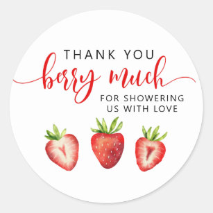 Strawberry Thank You Berry Much Baby Shower Favour Classic Round Sticker