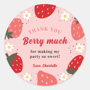 Strawberry Thank You Berry Much  Classic Round Sticker