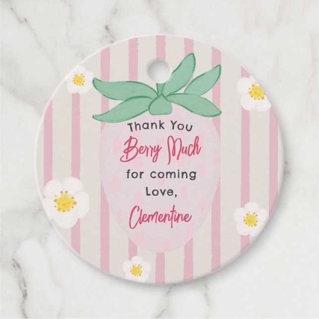 Strawberry Thank You Berry Much Favor Tag (Front)