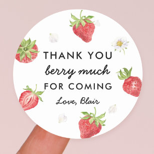 Strawberry Thank You Berry Much Favour Classic Round Sticker