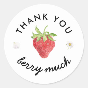 Strawberry Thank You Berry Much Party Favour Classic Round Sticker