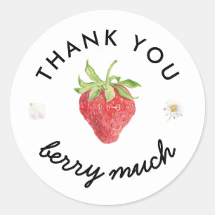 Strawberry Thank You Berry Much Party Favour Classic Round Sticker