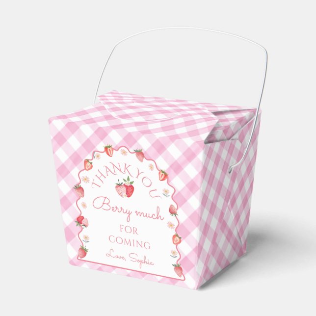 Strawberry Thank You Berry Much Wavy Favour Box (Front Side)