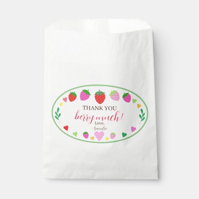 Strawberry Thank You Birthday Party  Favour Bags (Front)