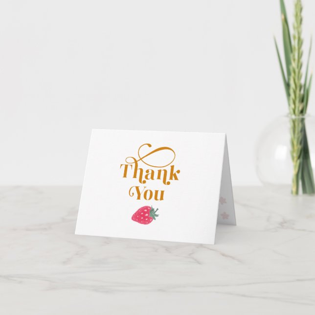 Strawberry Thank You Card – Berry Sweet Birthday (Front)