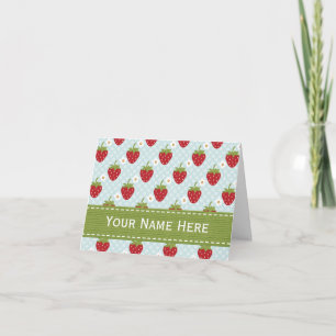 Strawberry Thank You Cards Notes Blue