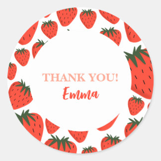 Strawberry Thank You  Classic Round Sticker