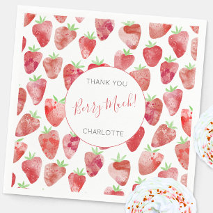 Strawberry Thank You Personalised Napkin