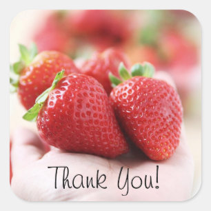 Strawberry - Thank you! Square Sticker