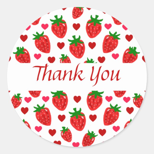 Strawberry Thank You Stickers (Front)