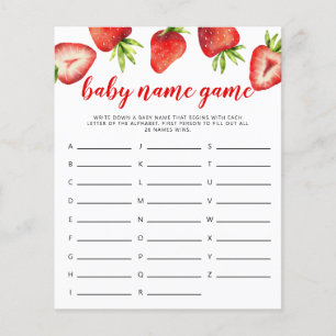 Strawberry Theme Baby Name Shower Game