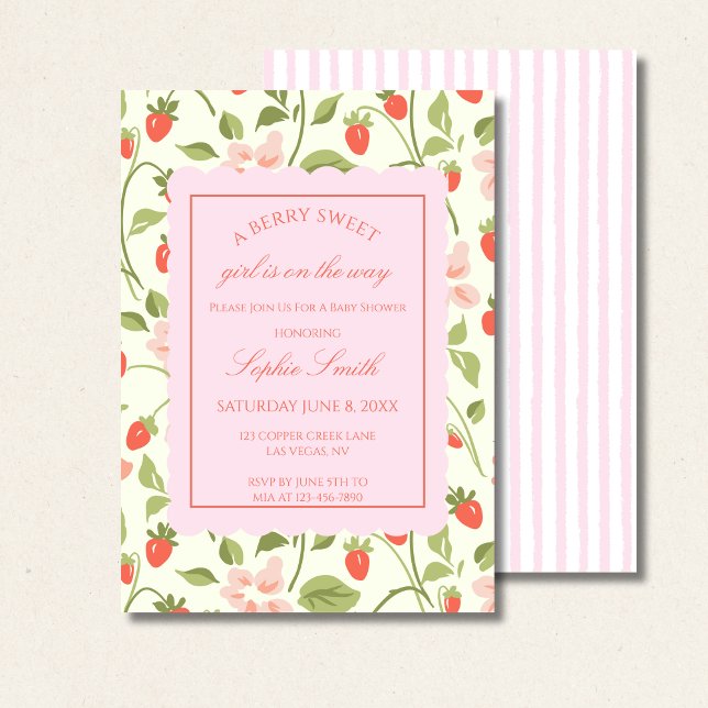 Strawberry Theme Baby Shower Invitation (Creator Uploaded)