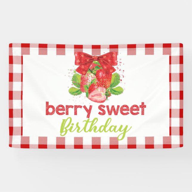 Strawberry Theme Birthday Banner (Horizontal)