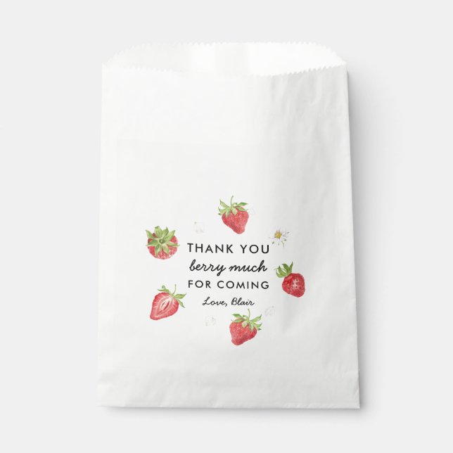 Strawberry Theme Thank You Berry Much Favour Bags (Front)