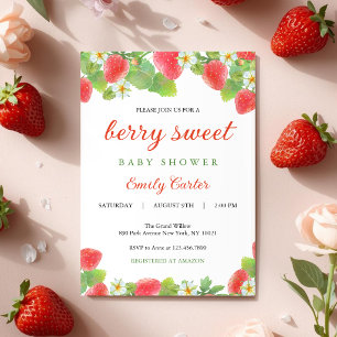 Strawberry Themed Baby Shower Berry Sweet Invitation