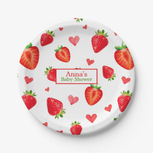 Strawberry Themed Pattern Spring Fruit Baby Shower Paper Plate