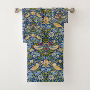 Strawberry thief bird by William Morris  Bath Towel Set
