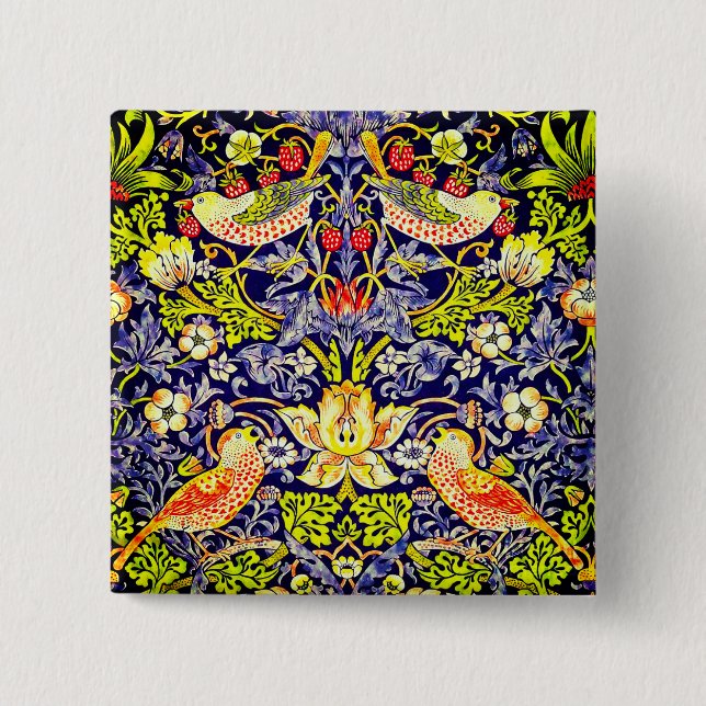 Strawberry Thief Birds William Morris 15 Cm Square Badge (Front)