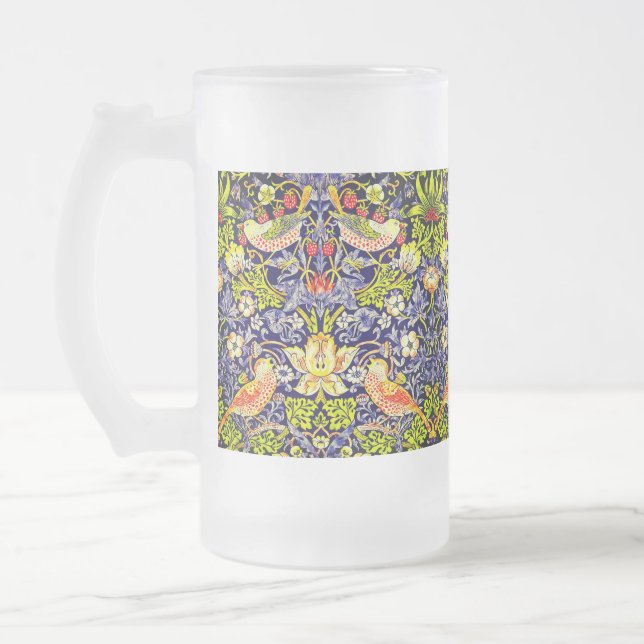 Strawberry Thief Birds William Morris Frosted Glass Beer Mug (Left)