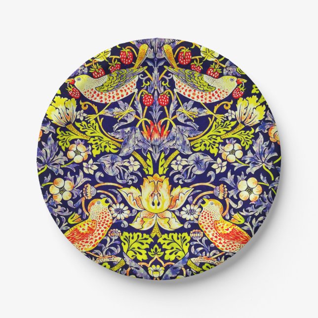 Strawberry Thief Birds William Morris Paper Plate (Front)