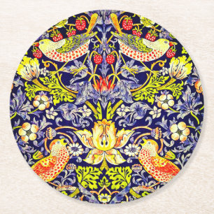 Strawberry Thief Birds William Morris Round Paper Coaster